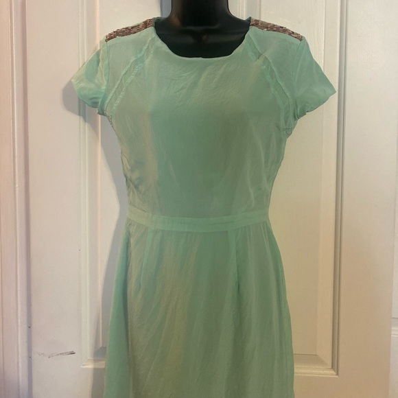 “DANA-MAXX” Silk Agnyss Flores Mint & Sequin Dress - Picture 4 of 16